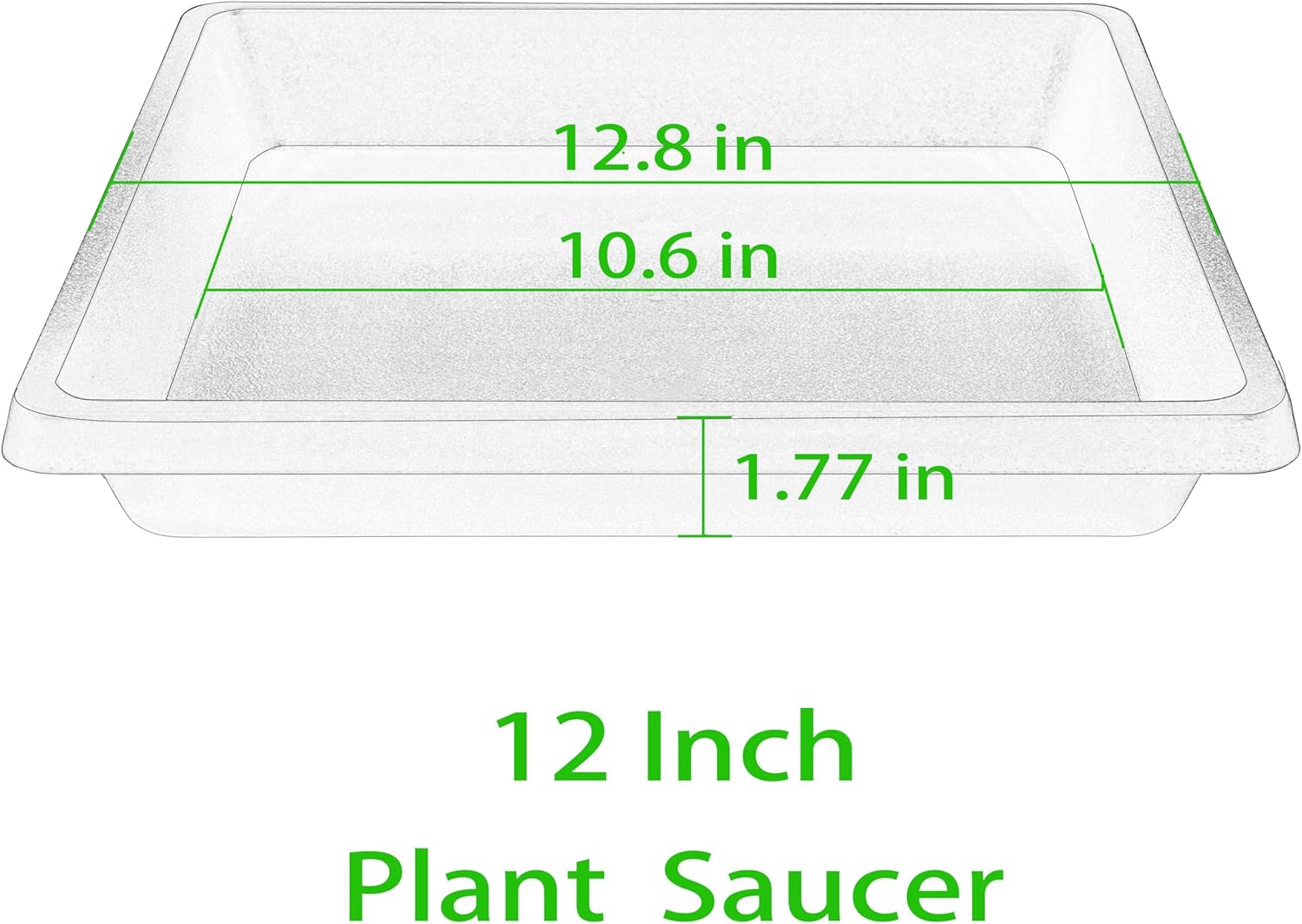 12 Inch 2 Pack Plant Saucer Square, Plant Saucers for Indoors and Outdoors, Flower Pot Saucers, Saucers for Potted Plants, Plant Water Catcher Trays for Pots (12"-Black)