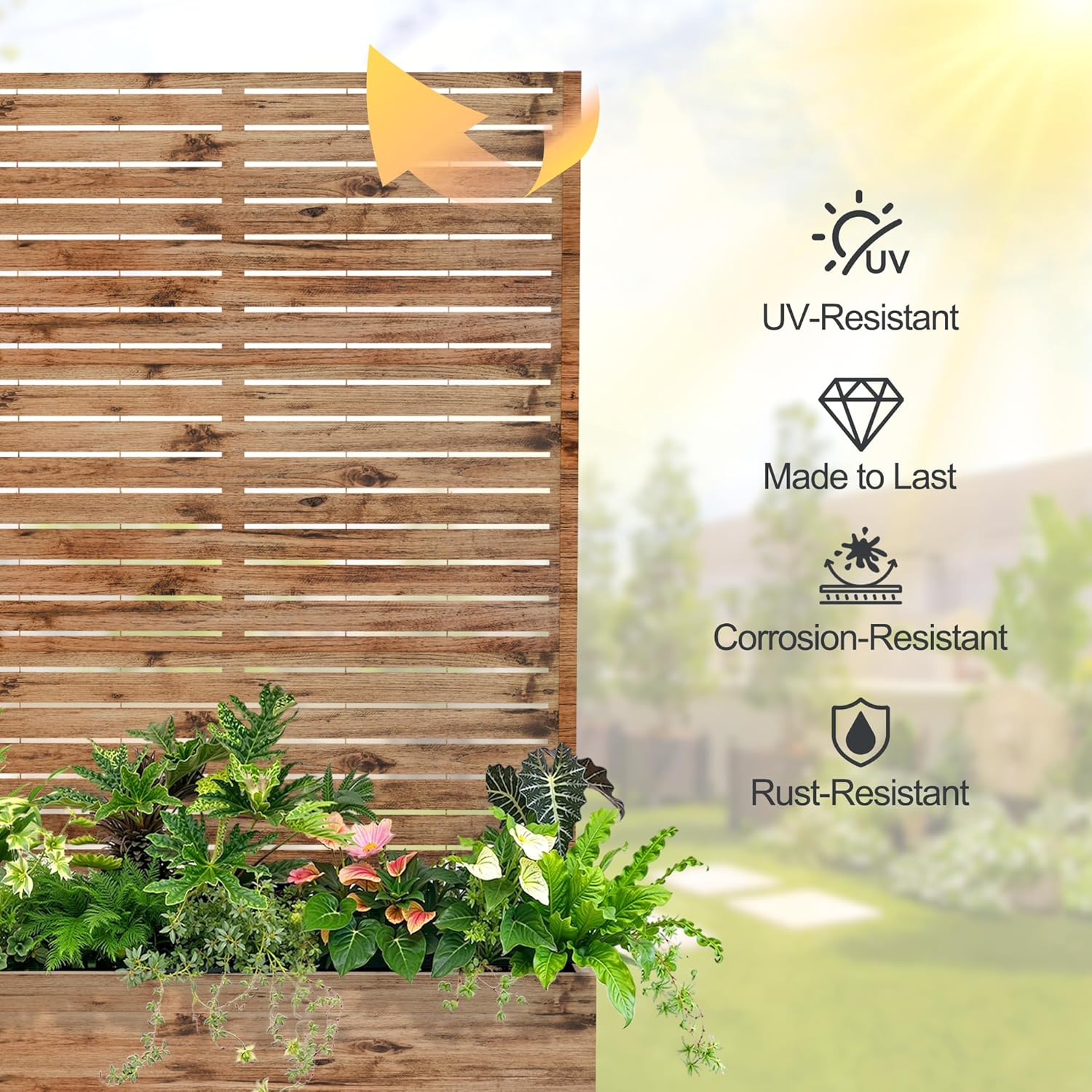 Raised Garden Bed with Trellis and Wheels,73"x47"x16" Metal Raised Garden Bed,Brown Wood Finish Metal Planter with Climbing Trellis for Vines & Vegetables