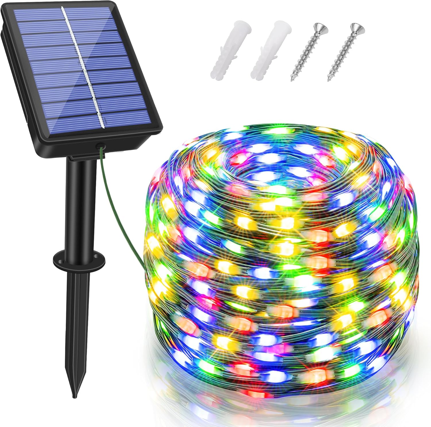 Solar String Lights 120LED 40FT, IP67 Waterproof String Lights for Outside with 8 Lighting Modes, Upgraded Solar Panel Fairy Lights for Garden Party Wedding Decorations (Multicolor)