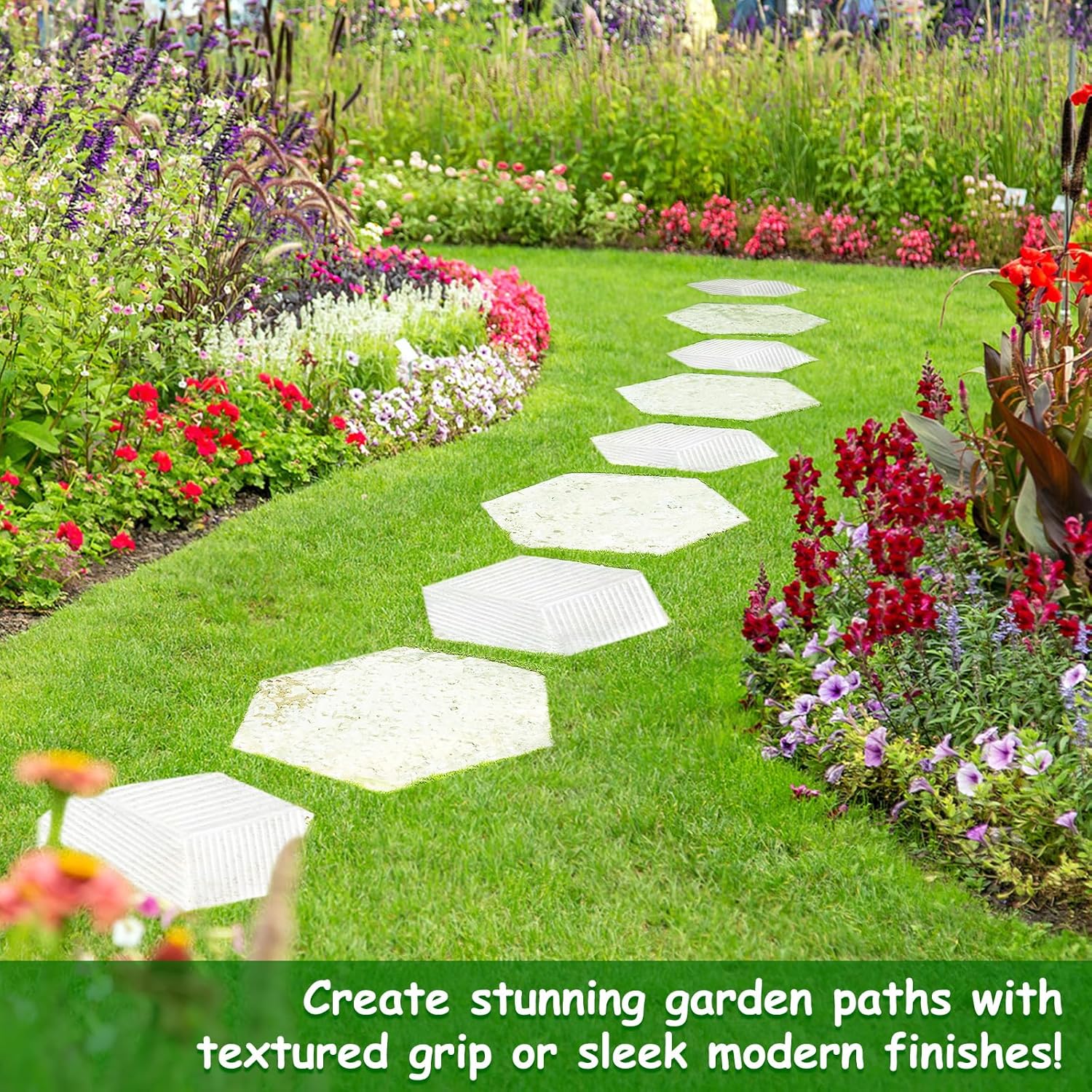 2 Size Hexagon Stepping Stone Mold, 9" /11.4" Reusable Cement Molds for Concrete, Plastic Concrete Molds for Walkways, Pavement and Garden