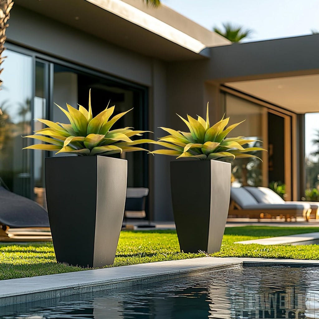 Artificial Plants Outdoor Faux Plant,Artificial Agave Faux Hostas Outdoor Uv Resistant Artificial Plants Indoor Fake Plant Artificial Agave Plant Indoor(2pcs, 28") Yellow