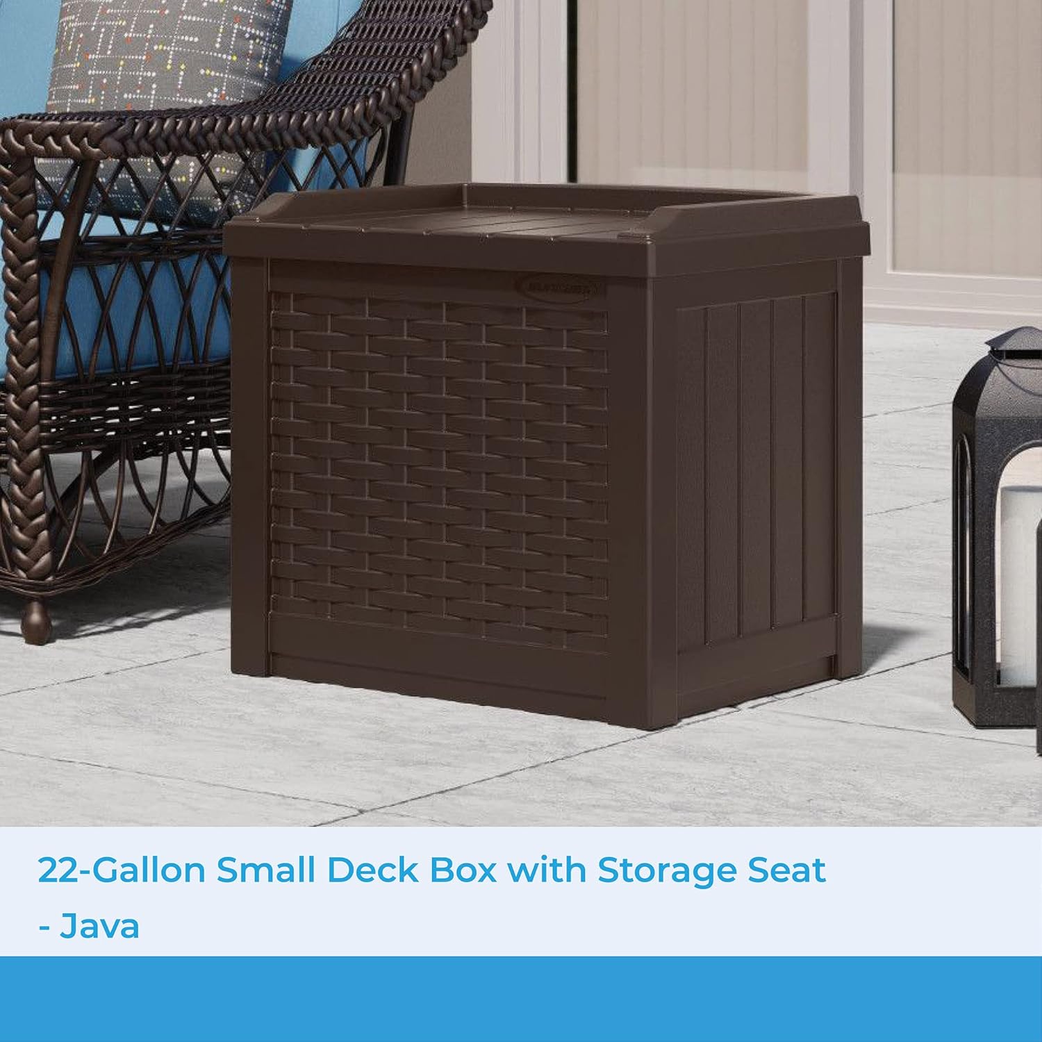 Suncast 22 Gallon Small Resin Storage Seat, Java, SSW600J