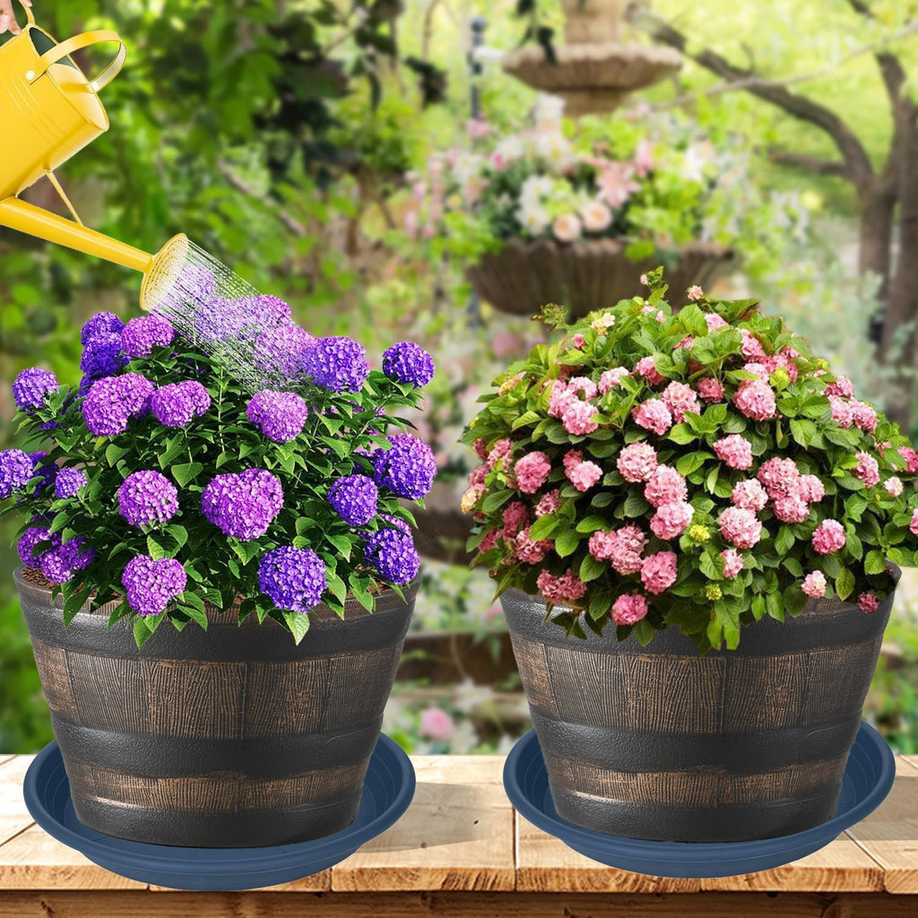 4 Pack of 16 inch Plant Saucer, Large Plant Tray, Heavy Sturdy Plant Drainage Tray for Indoors, Bird Bath Bowls, Sturdy Plastic Pot Tray for Planter (Blue)