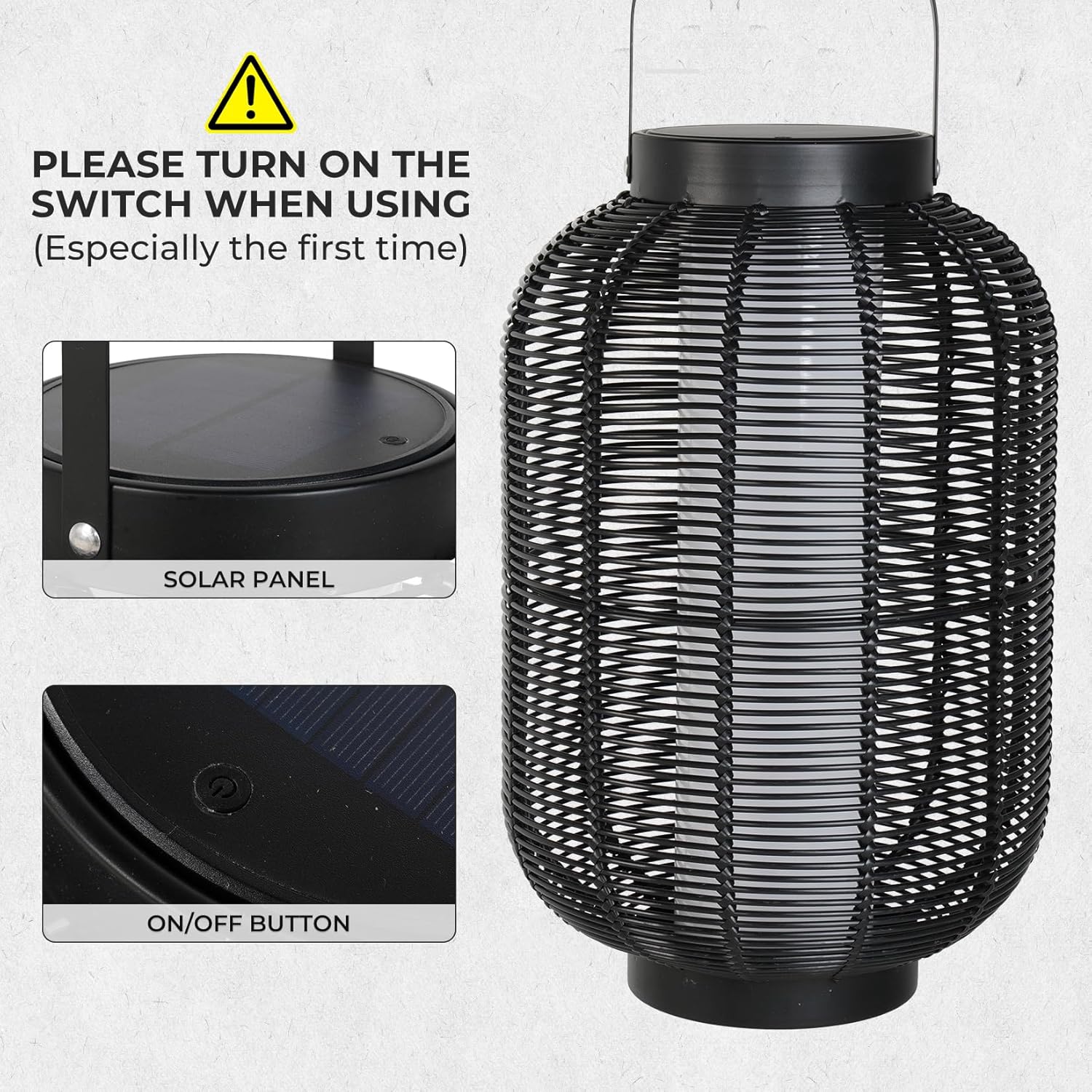 Solar Yard 1-Pack Outdoor Solar Lantern Lamp, Water-Resistant Boho Lights for Outside Hanging Lantern Table Lights Decoration for Garden, Patio, Porch, Trees, Pathway, Black