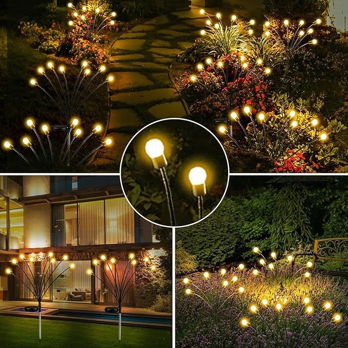 10-Pack Solar Outdoor Lights for Garden Decorations, 80 LED New Upgraded Solar Firefly Lights (Sway by Wind), Solar Lights Outdoor Waterproof for Outdoor Pathway Patio Yard Porch Decor (Warm White)