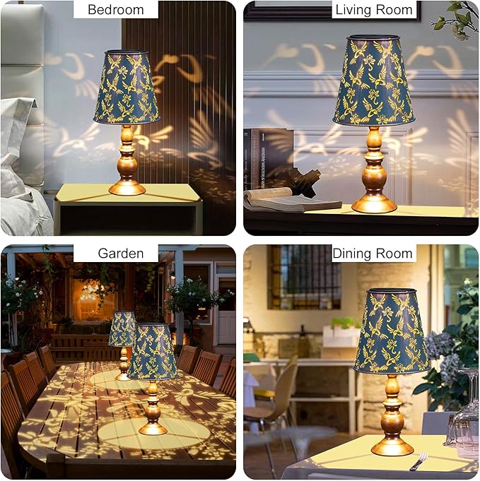 pearlstar Solar Table Lamps Bedside Lamps - Hummingbird Garden Waterproof Cordless Solar Table Lamps for Patio Garden Pathway Yard