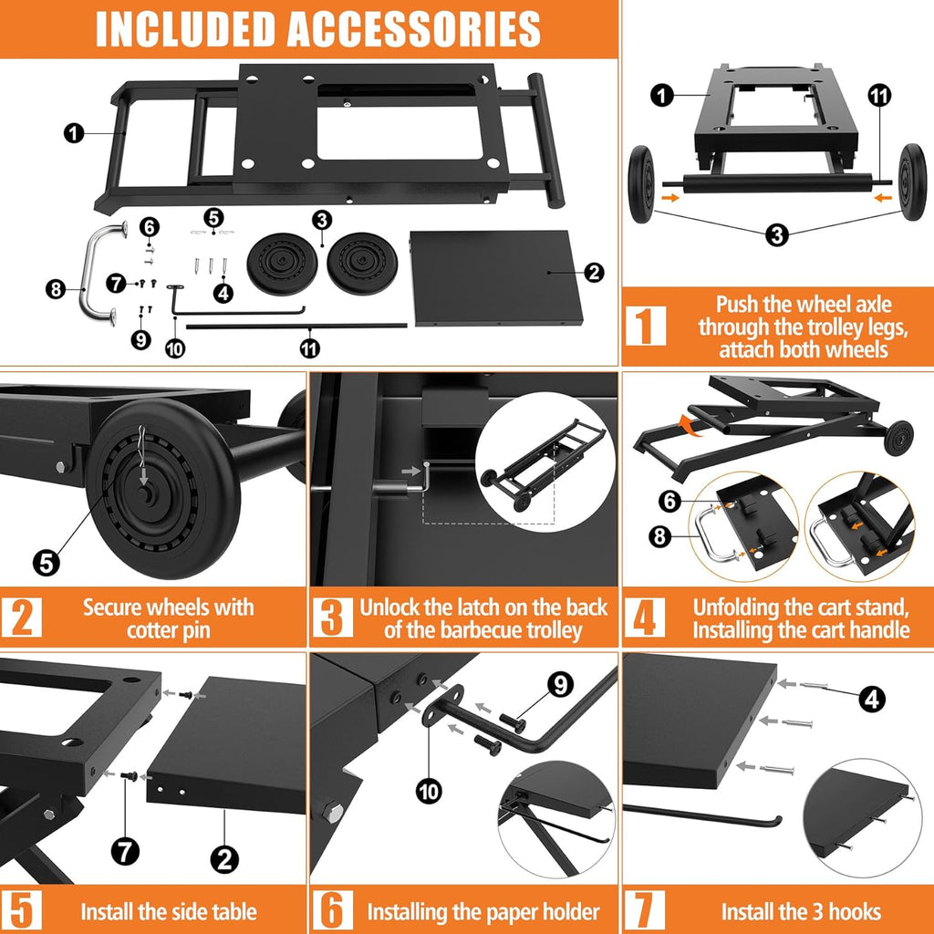 KEESHA Foldable Grill Stand for Blackstone 22'' and 17'' Griddle 1814 1971 1832 1666 1840, Portable Grill Cart Table for Outdoor and Indoor with Wheels