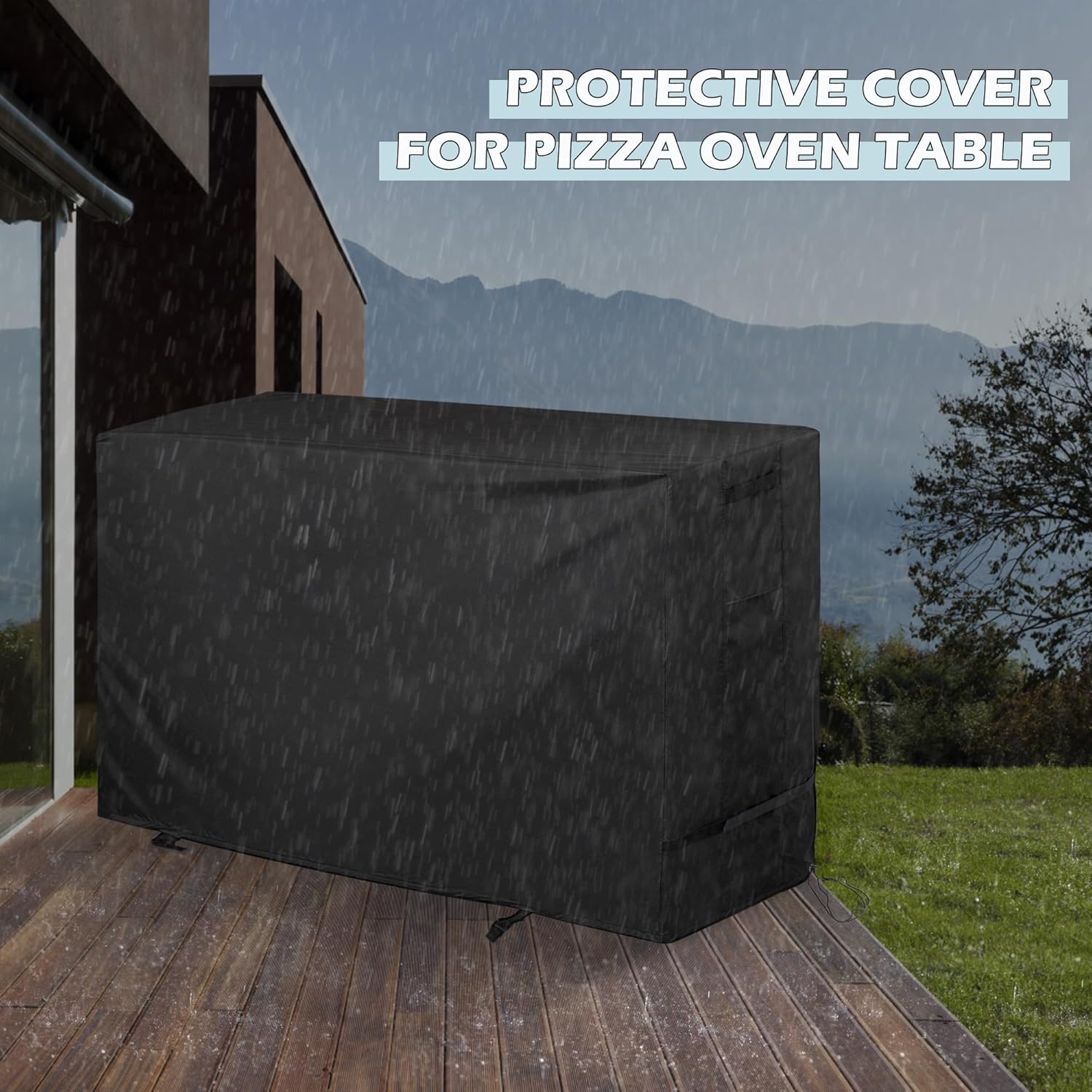 Pizza Oven Table Cover for BBQMall Pizza Oven Table Cart, Outdoor Grill Cart Cover for GRILL FORCE Pizza Oven Stand/Pizza Topping Station