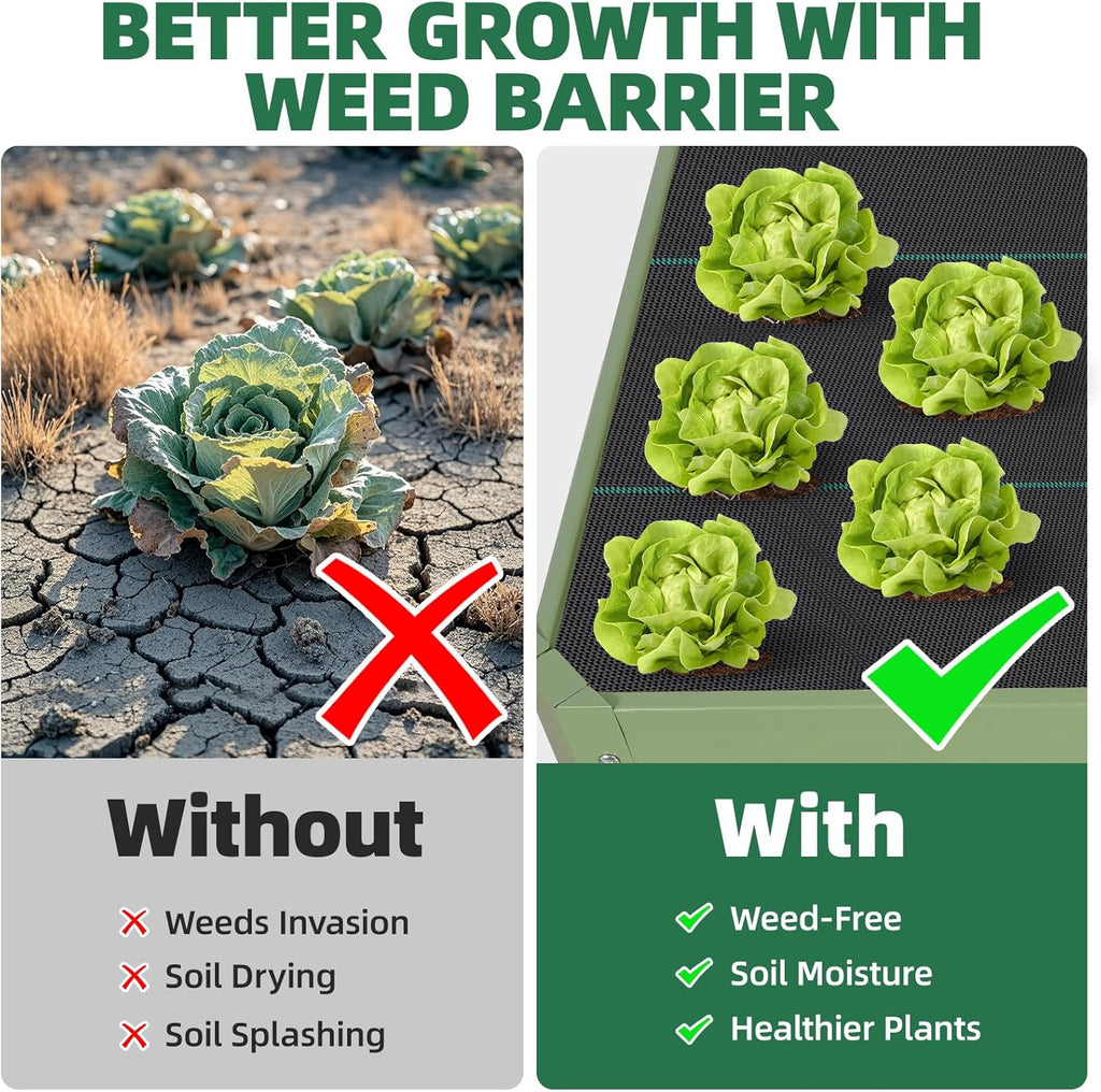 G GOOD GAIN 6x3x1.8ft Raised Garden Bed - Metal Planter Box Outdoor with Weed Barrier Fabric | Deep Root Raised Beds for Gardening Vegetables Flowers Herb Fruits (Olive Green)