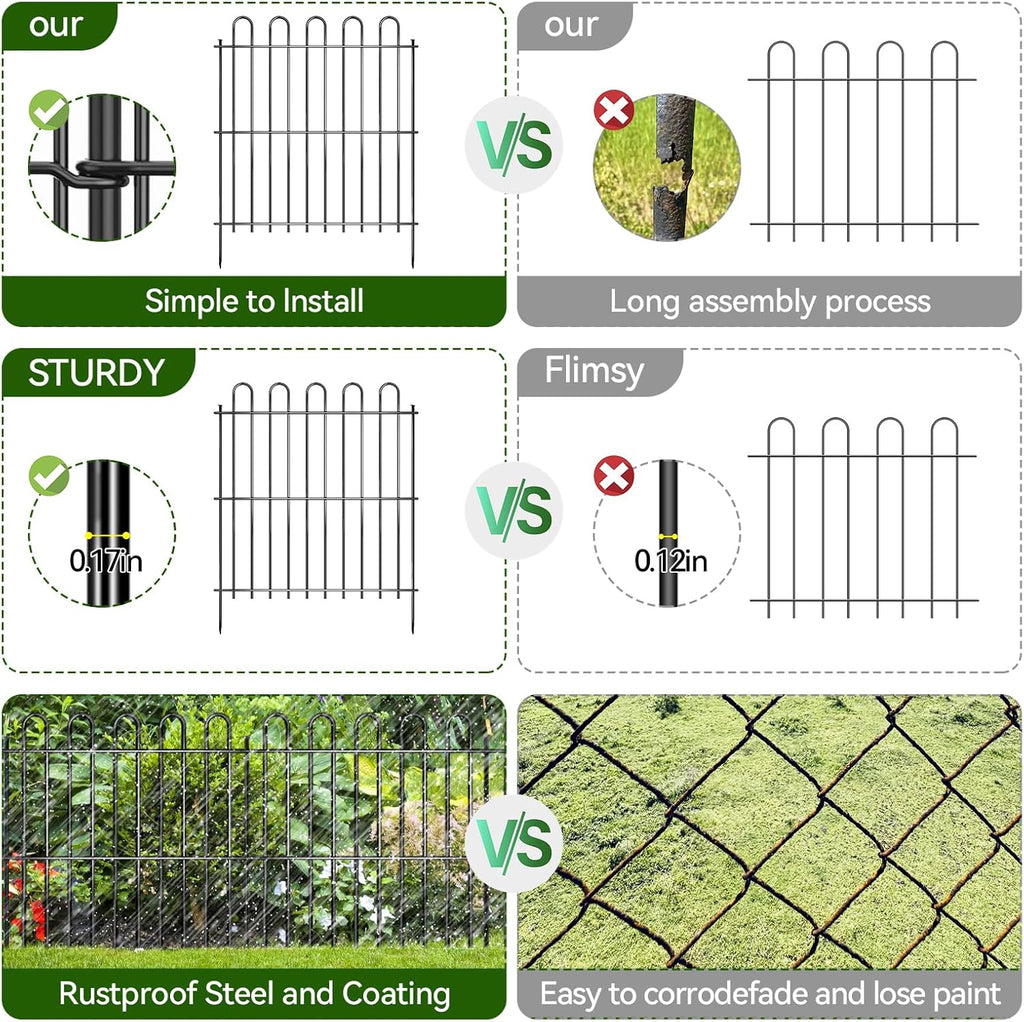 25 Panels Decorative Garden Fence, 50ft X 32in Rustproof Metal Animal Barrier Fence, No Dig Fence Garden Fence, Arched Flower Bed Edging Ornamental Wire Border Fencing for Outdoor Yard, Patio Decor