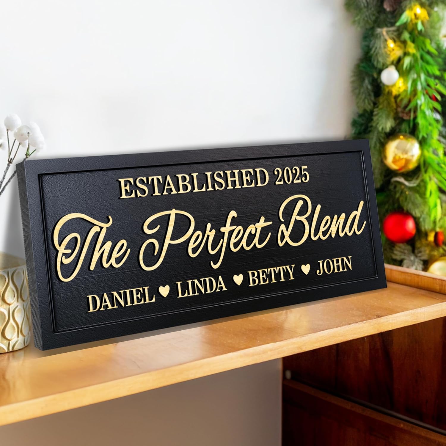 The Perfect Blend Sign Personalized Blended Family Name 3D Wood Sign Custom Names Wooden Sign