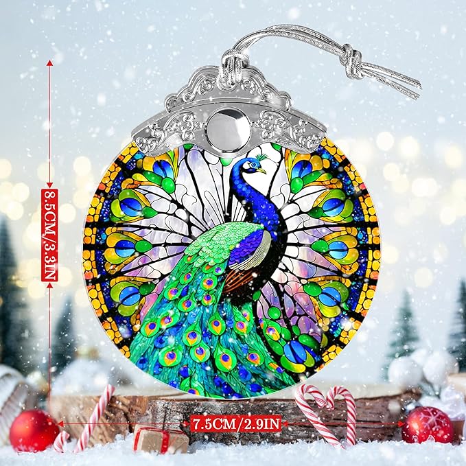 Stained Glass Suncatcher, Jocidea Peacock Ornament, Christmas Ornaments, Holidays Ornaments, Christmas Tree Decor, Peacock Decor for Home, Peacock Gifts