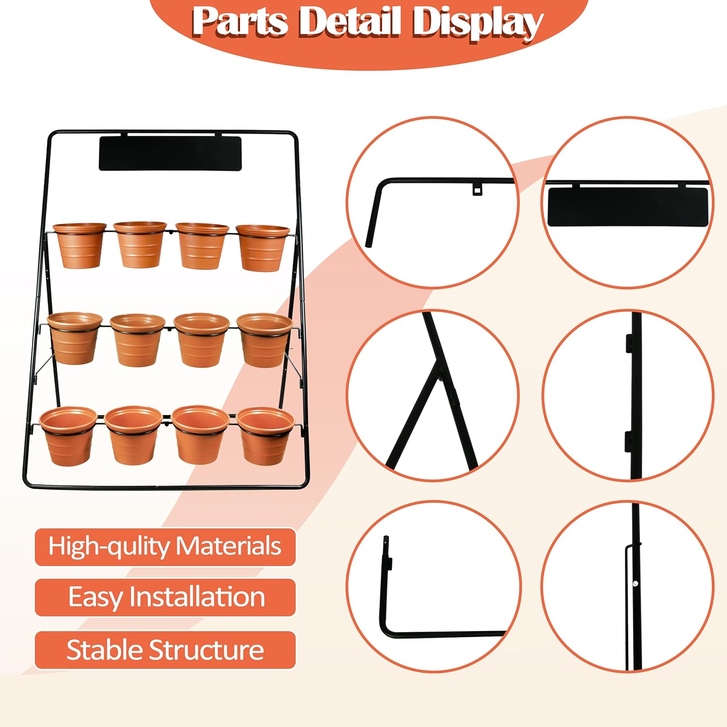 Sunnyglade 3-Tier Metal Plant Stand Rack Multiple Flower Pot Holder Shelf Ladder Plant Display Shelf With 12 Pots For Indoor Outdoor Patio Garden Corner Balcony Deck