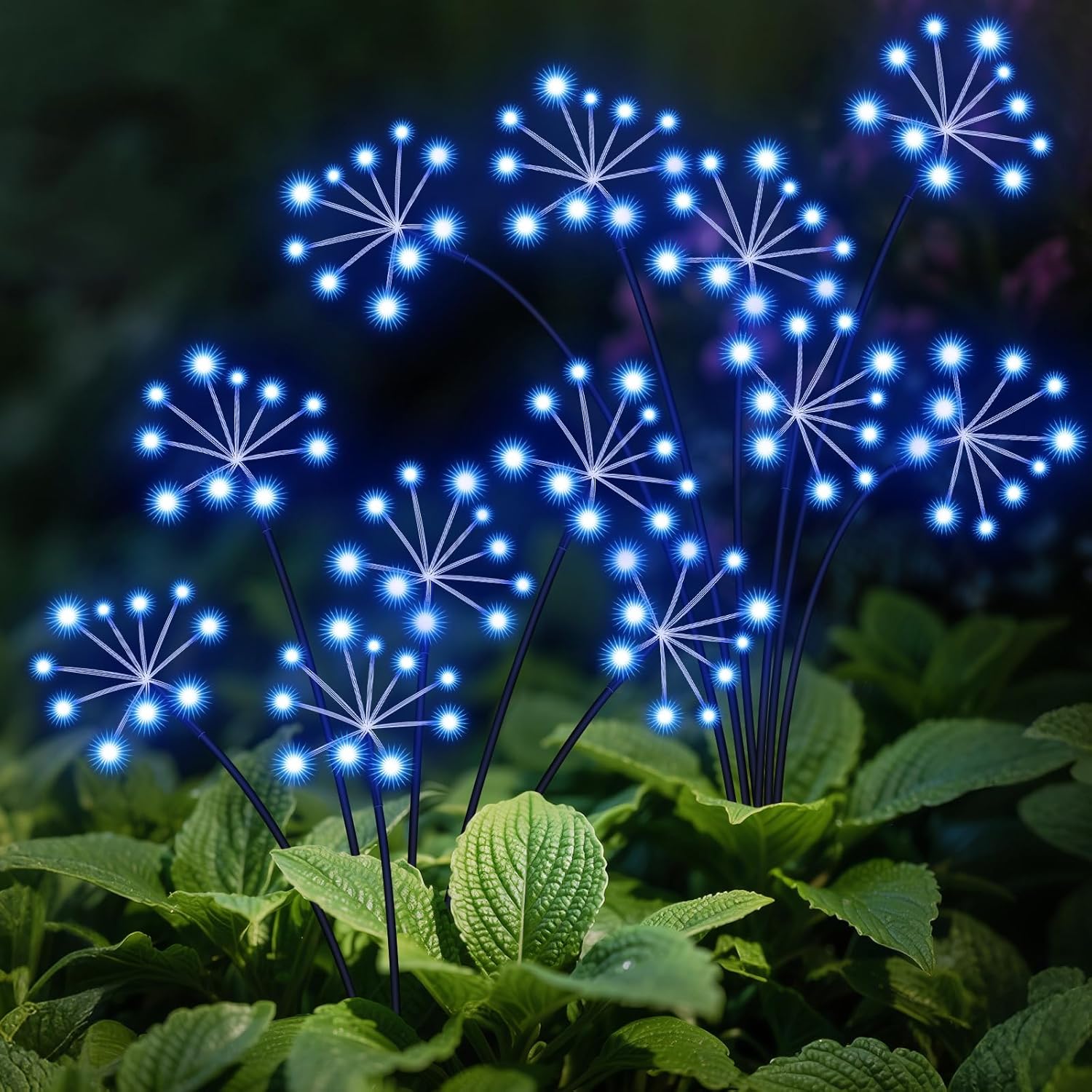 Solar Garden Lights 2 Pack Waterproof Swaying Starburst Light Solar Outdoor Lights for Yard Patio Walkway Pathway Party Wedding Decoration, Unique Gifts for Women, Blue