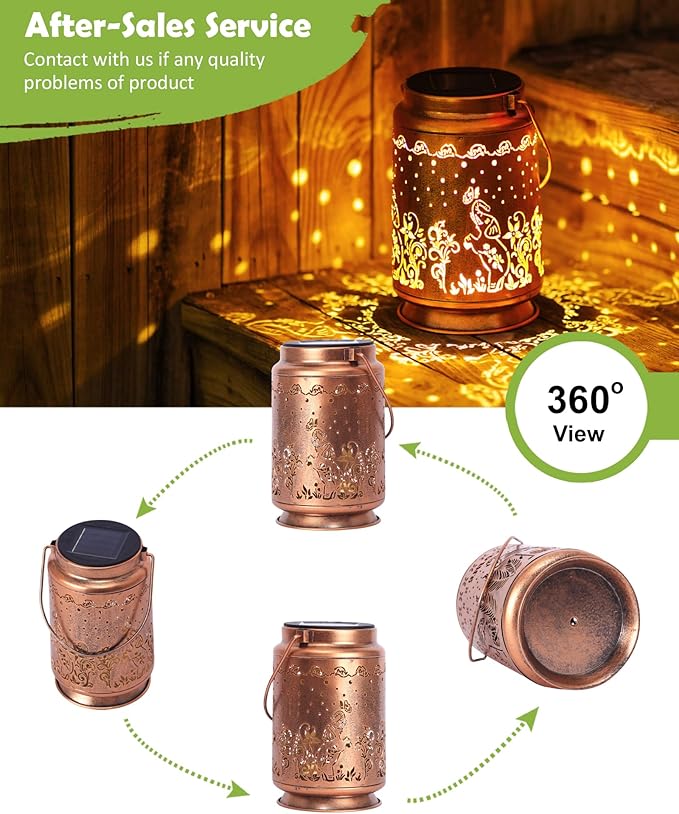 Nacome Elephant Solar Lantern for Garden Decor: Waterproof Hanging Metal Decoration with LED Lights for Yard Lawn Porch Patio Landscape Pathway – Birthday Gifts for Mom Grandma Women