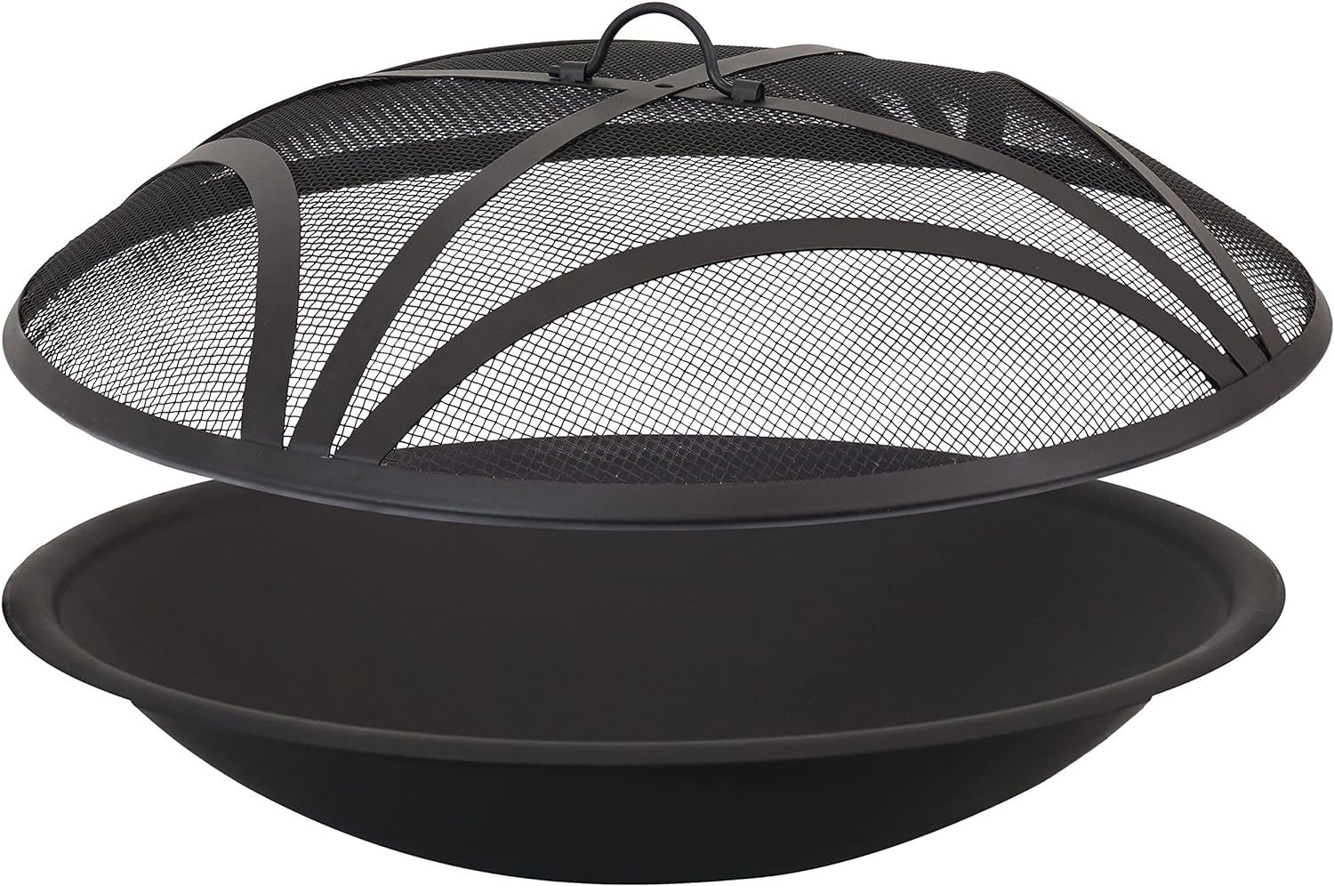 Sunnydaze 23-Inch Replacement Steel Fire Pit Bowl with Round Spark Screen - High-Temperature Painted Finish