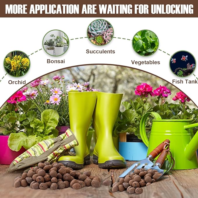 12 LBS Organic Clay Pebbles 4mm-16mm Leca for Plants 100% Natural Hydroton Clay Pebbles for Hydroponic Growing Gardening Orchids Drainage Decoration Aquaponics