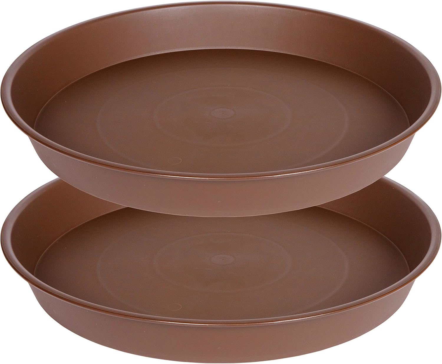 2 Pack of 14 inch Plant Saucer, Heavy Duty Round Plant Trays for Pots, Plastic Plant Water Tray, Bird Bath Bowls, Plant Saucers for Indoors, Pot Drip Trays for Planter 12-14" (14", Chocolate)