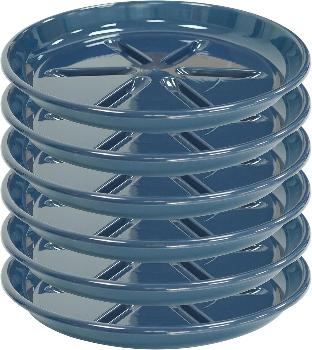 6 Pack of Plant Saucer 12 inch, Large Heavy Duty Plastic Saucers Round, Plant Drip Trays for Indoors Outdoor, Plant Water Tray for Planters, Blue