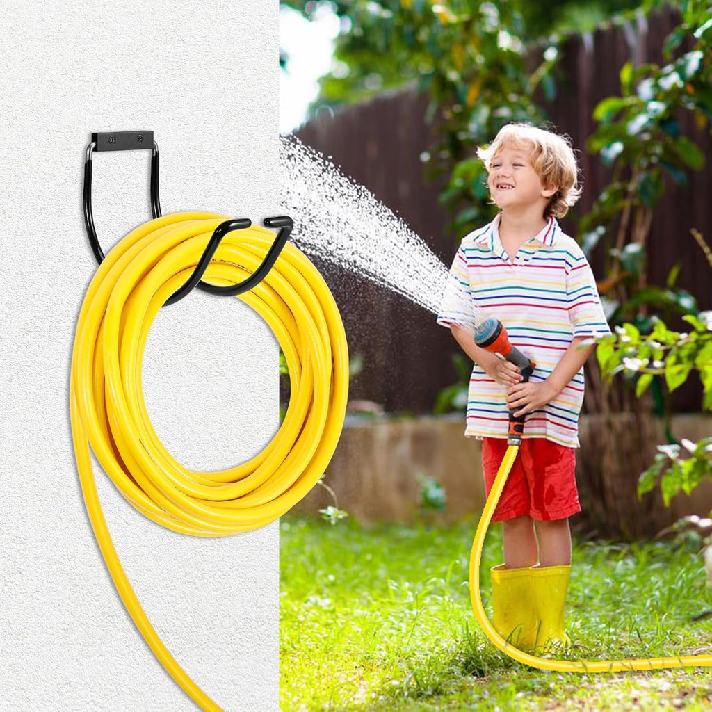 Garden Hose Holder Wall Mounted,304Stainless Steel Solid Hook Holds Up to 150Ft - Black Paint