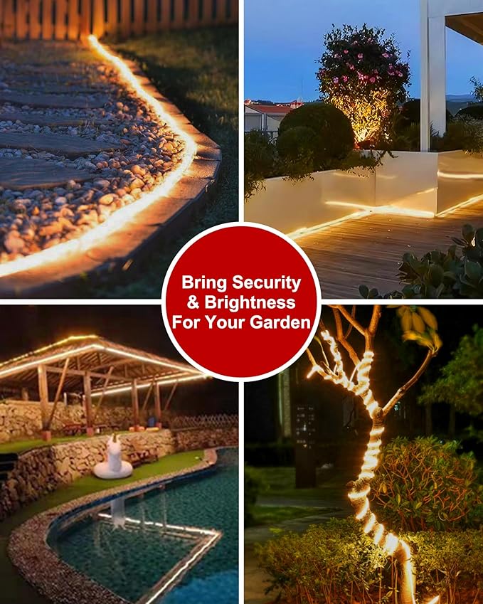 LUHLEE Solar LED Strip Lights Outdoor,Brighter 300 LED 16.4FT Solar String Lights Outdoor with Remote,8 Lighting Modes Auto ON/Off Rope Lights for Outside,Deck,Steps,Christmas Decor Lighting