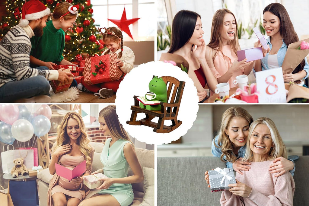 Miniature Frog Figurines, Cute Frog Desk Accessories for Desk Decor, Funny Gifts for Garden Decor, Mini Resin Animal Garden Statues (Green)