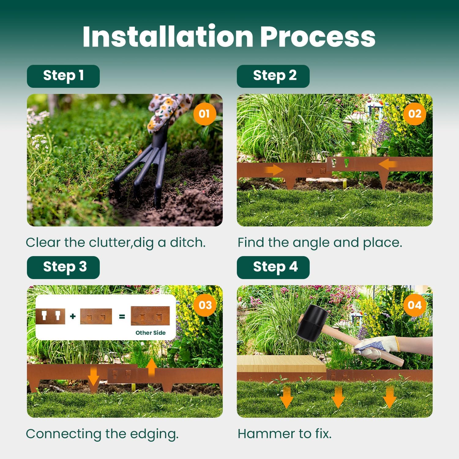 Corten Steel Edging 5 Inch 10 Packs Steel Landscape Edging 40 Inch Strips Hammer in Landscape Edging Metal Garden Edging Landscaping for Yard Lawn Outdoor Flower Plant by GZGNEEVL