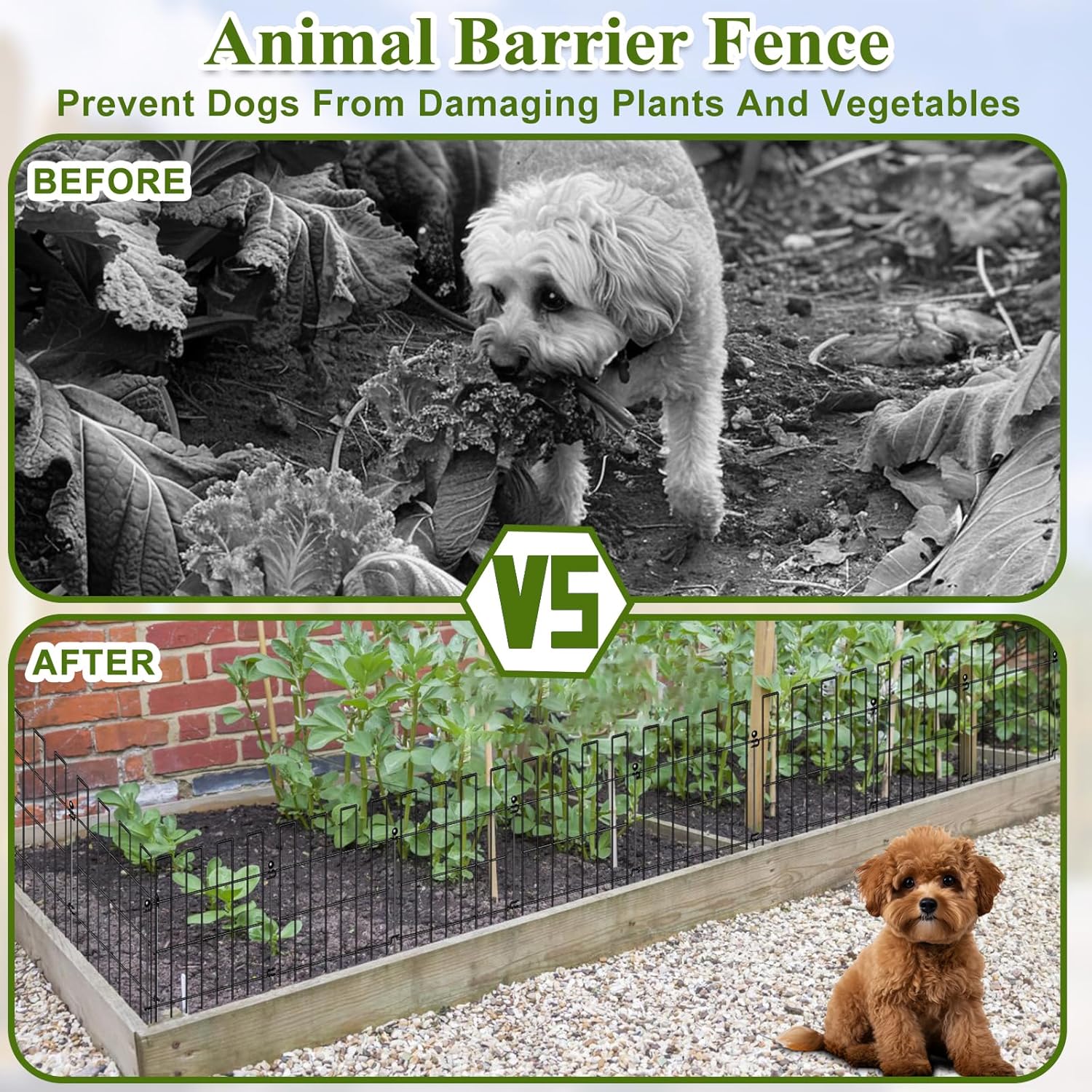 Animal Barrier Fence, 25 Panels Garden Fence Animal Barrier, 27 ft(L)×17 in(H), No Dig Fences for Dogs and Rabbits, Rustproof Metal Garden Fencing, Under Fences Border Barrier for Outdoor, Yard, Patio