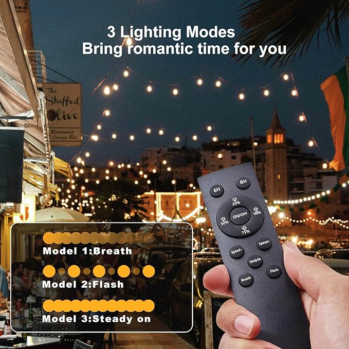 102(96+6) ft Solar String Lights Outdoor, Waterproof with USB Port Remote Control Solar Patio Lights,32 Shatterproof S14 Bulbs,1W Soft White