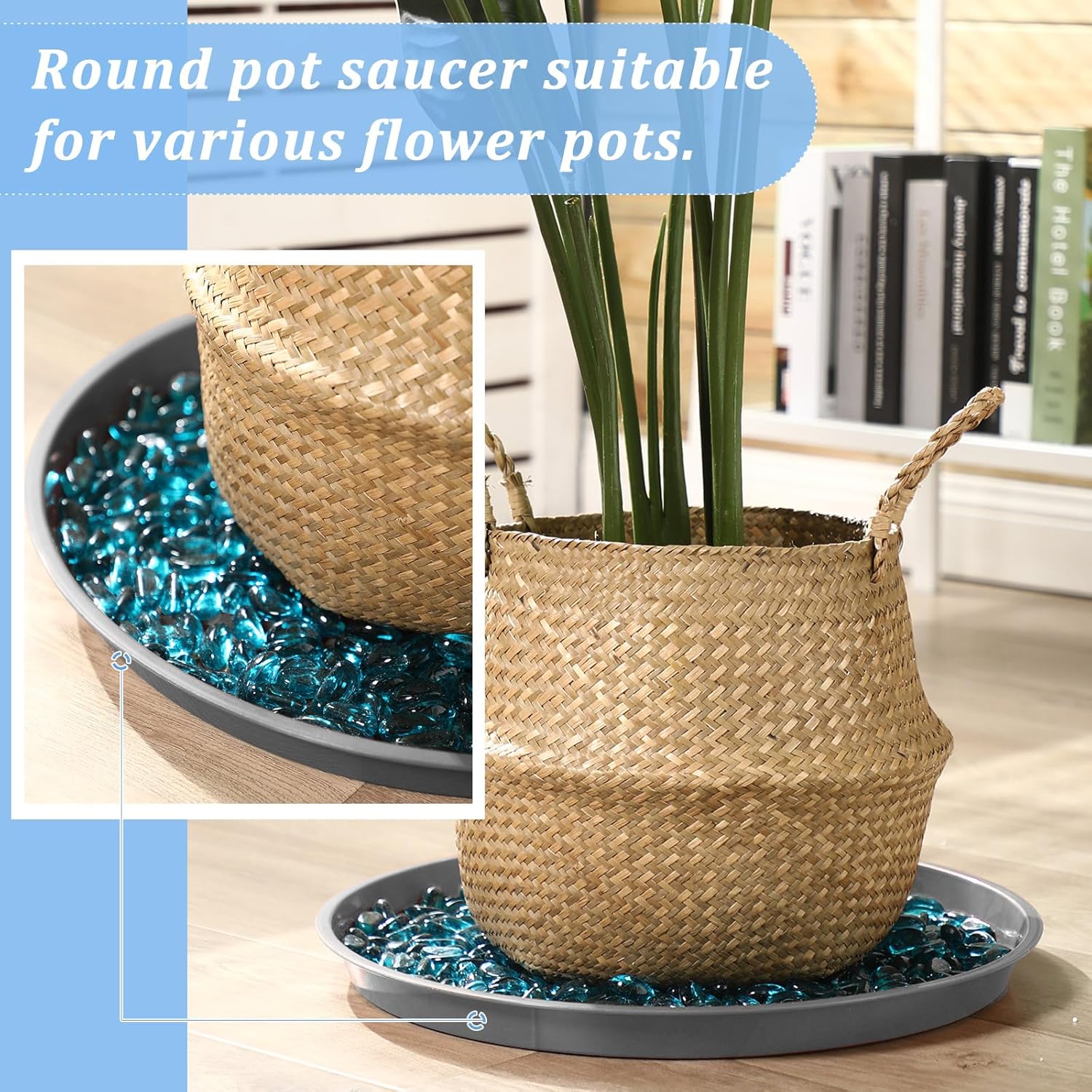 Eccliy 6 Pack Plastic Plant Saucer Heavy Duty Planter Saucers Large Plant Pot Saucers Plastic Water Trays for Indoors and Outdoors Flower Plant Plant Drip (Gray,18 Inch)