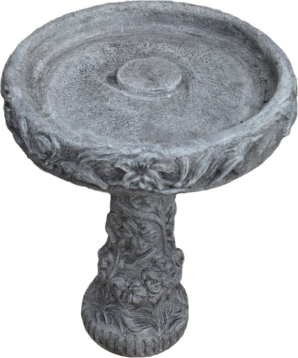Solid Rock Stoneworks Hummmingbird Birdbath- 27in Tall- PreAged
