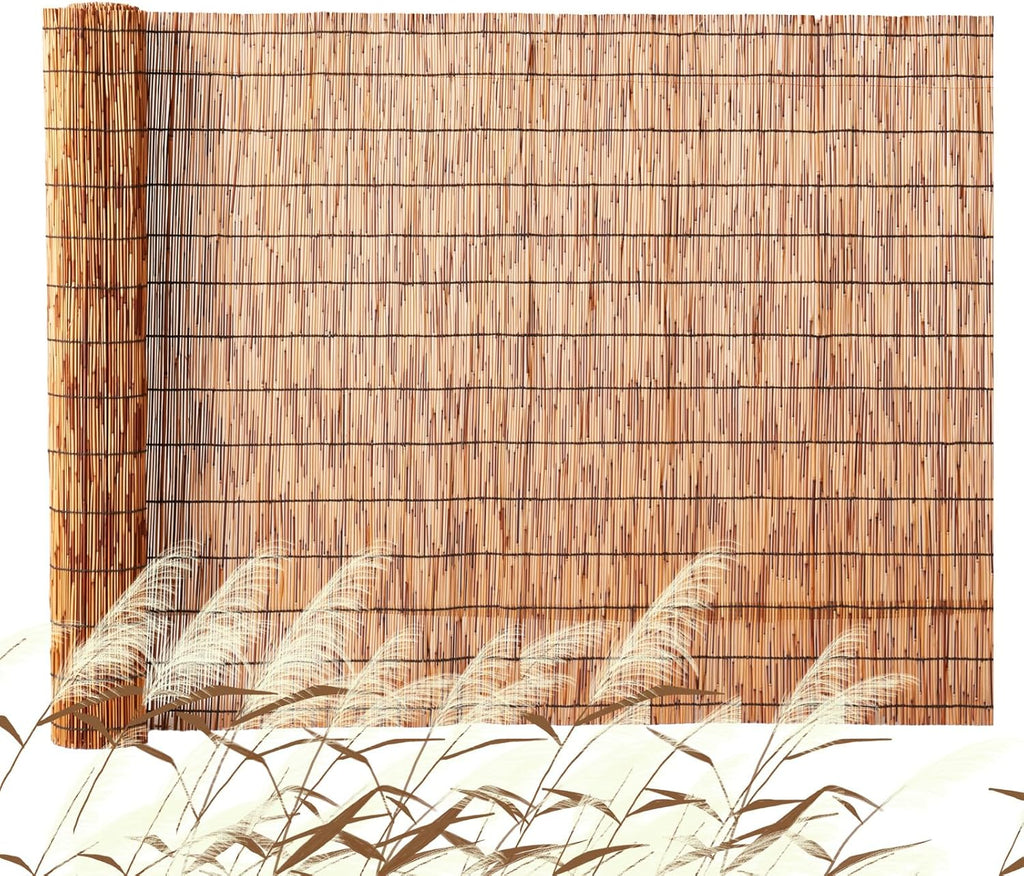 VEVOR Natural Reed Fencing, 4ft x 16.4 ft, Decorative Bamboo Privacy Screen,Reed Fence Roll Patio Decorative Fences Reed Screen Curtain for Garden Backyard Patio Balconies,Brown