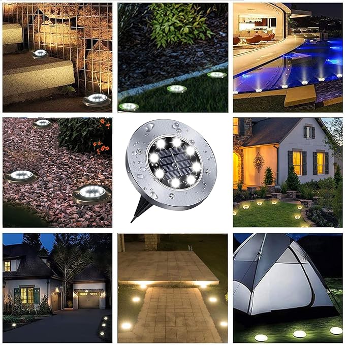 Solar Ground Light, Waterproof Solar Garden Lights, Upgraded Outdoor Garden Waterproof Bright in-Ground Light, Landscape Lights for Pathway,Yard,Deck,Lawn,Patio,Walkway (16 Pack White Light)