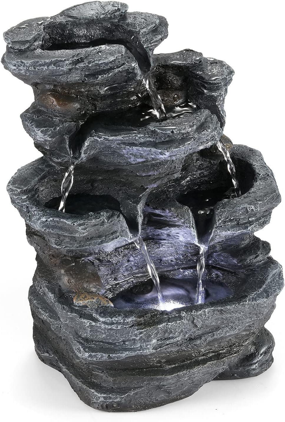 WICHEMI Indoor Fountain Tabletop Fountain Waterfall Fountains Stacked Rocks Water Feature Feng Shui Zen Meditation Relaxation Desktop Fountain for Home and Office Indoor Spaces Decor (Style 20)
