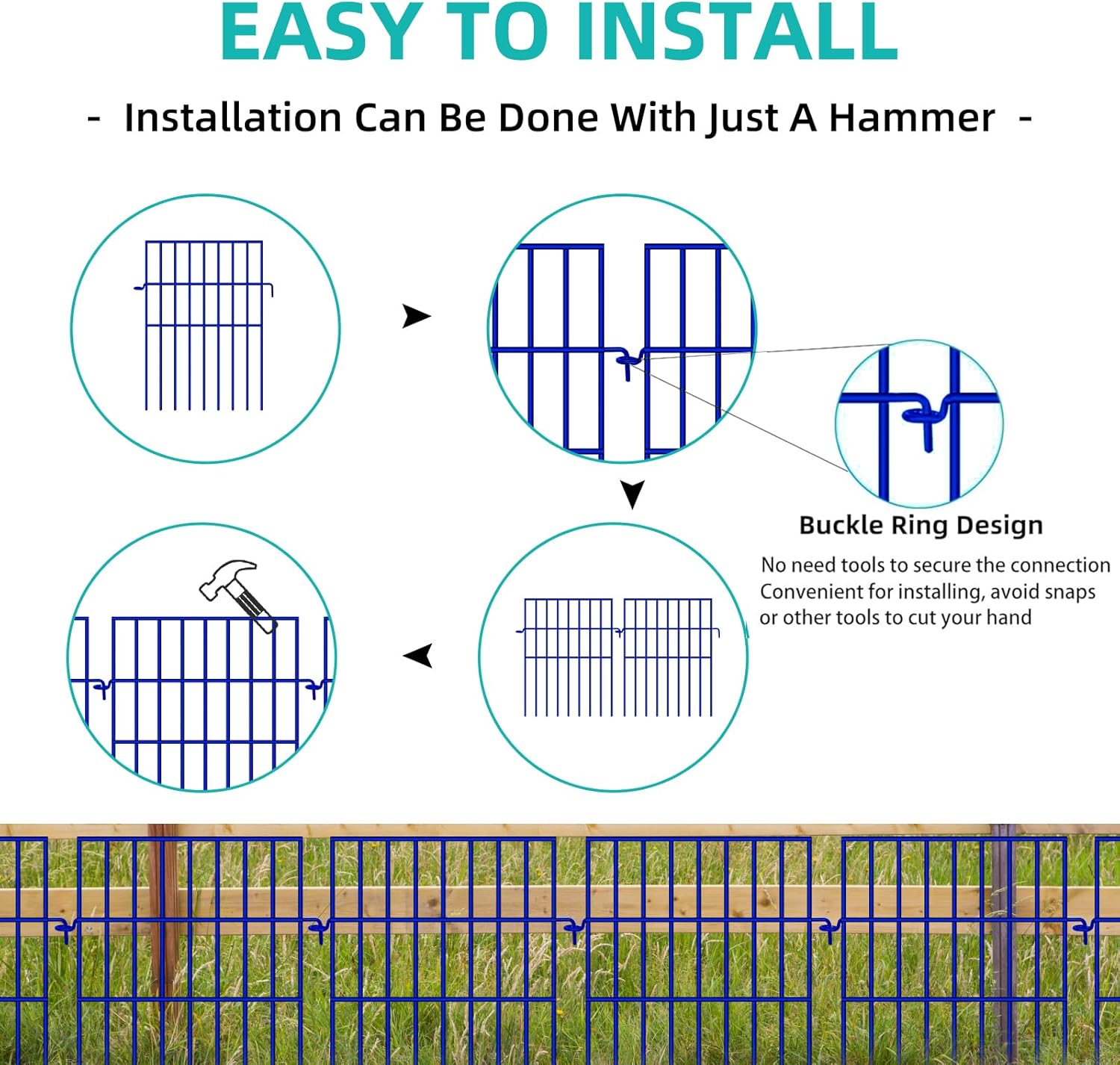 Animal Barrier Fence, 25 Panels No Dig Fences, 17in(H) X 27ft(L) Garden Fence Animal Barrier for Rabbits and Dog Under Fencing Barrier, Rustproof Metal Fences Border for Outdoor, Yard, Patio