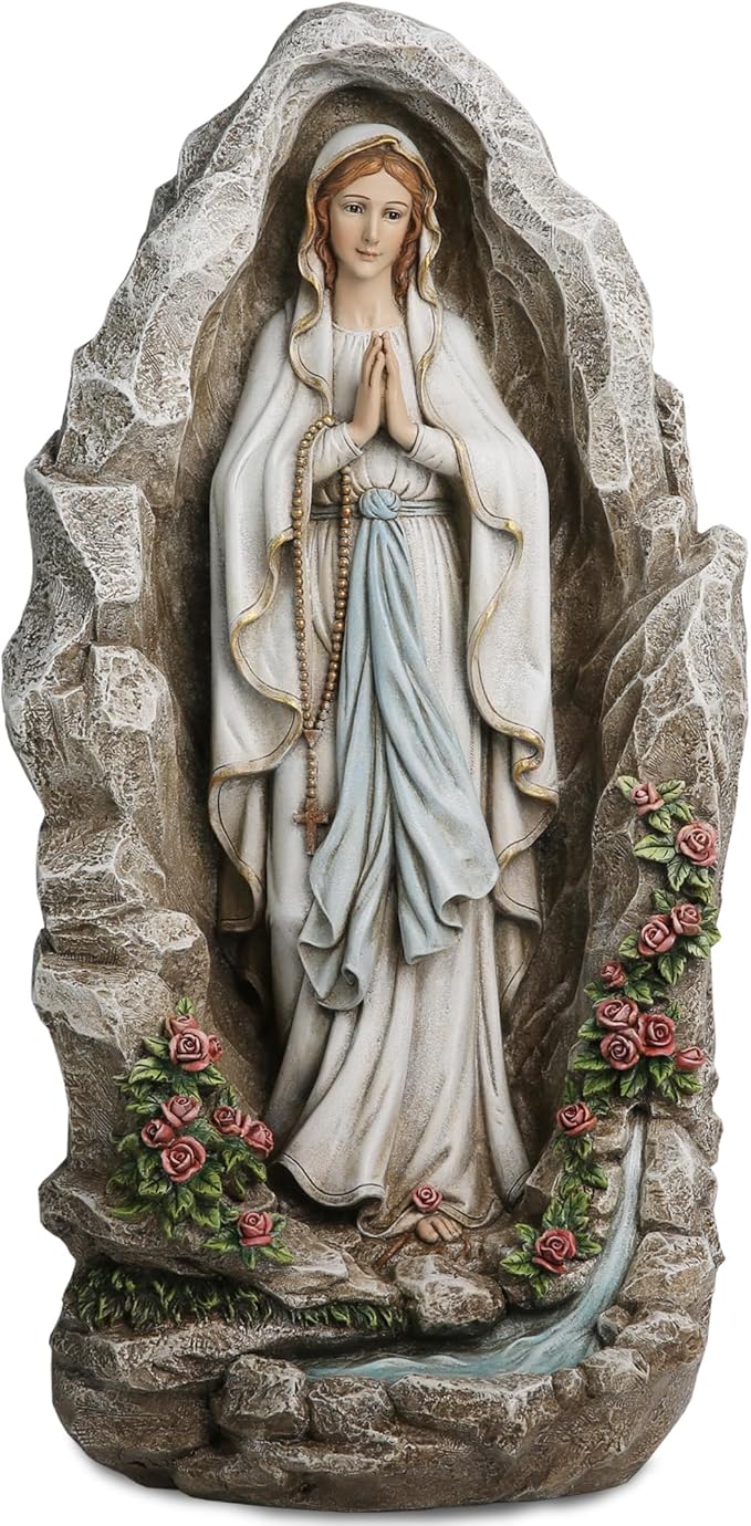Our Lady of Lourdes Statue - 18 Inches Virgin Mary Statue Catholic Garden Decor, Our Lady of Lourdes Grotto Sculpture for Home Yard Patio Lawn Hallway Decor