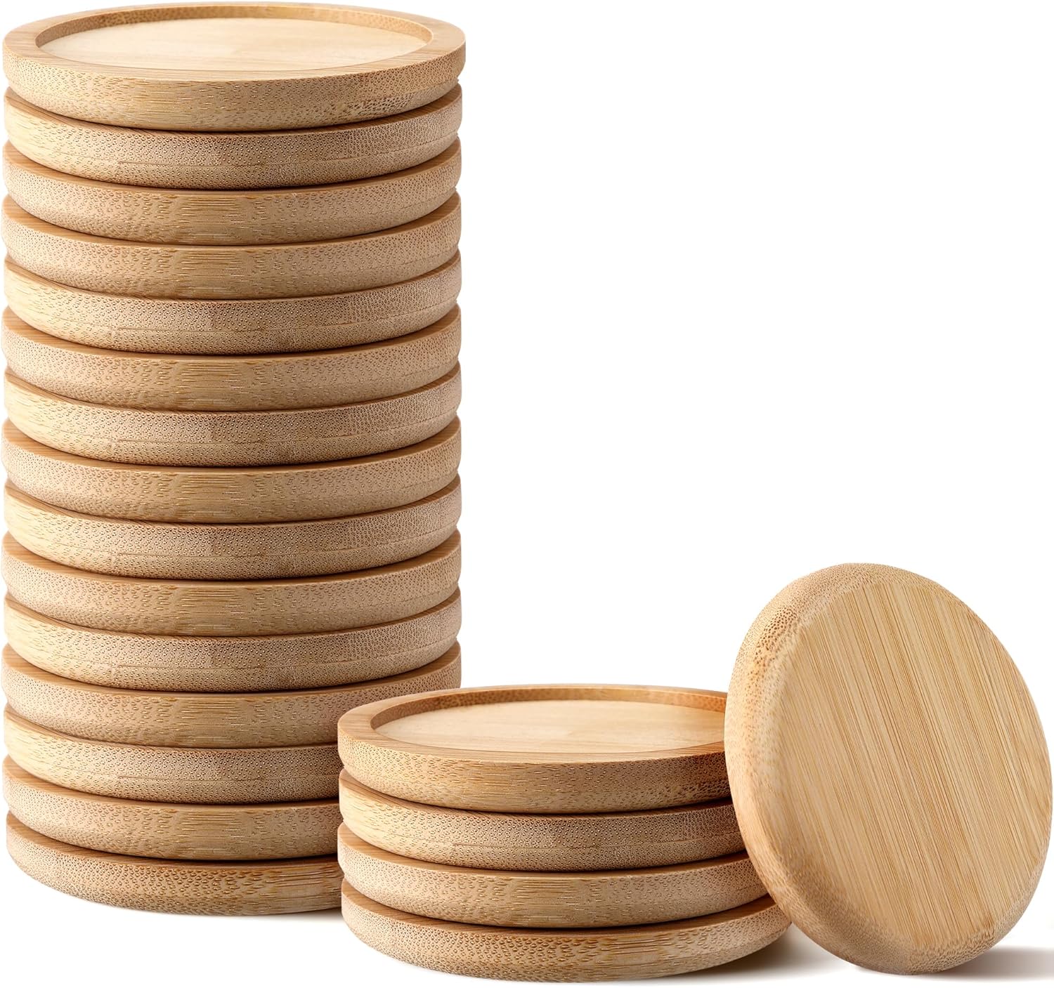 Frienda Trays 2.52 Inch Bamboo Round Plant Saucer for Most Plant Pot Flower Saucers Tray, Solution for Owl Pot with Hole(20 Pack)