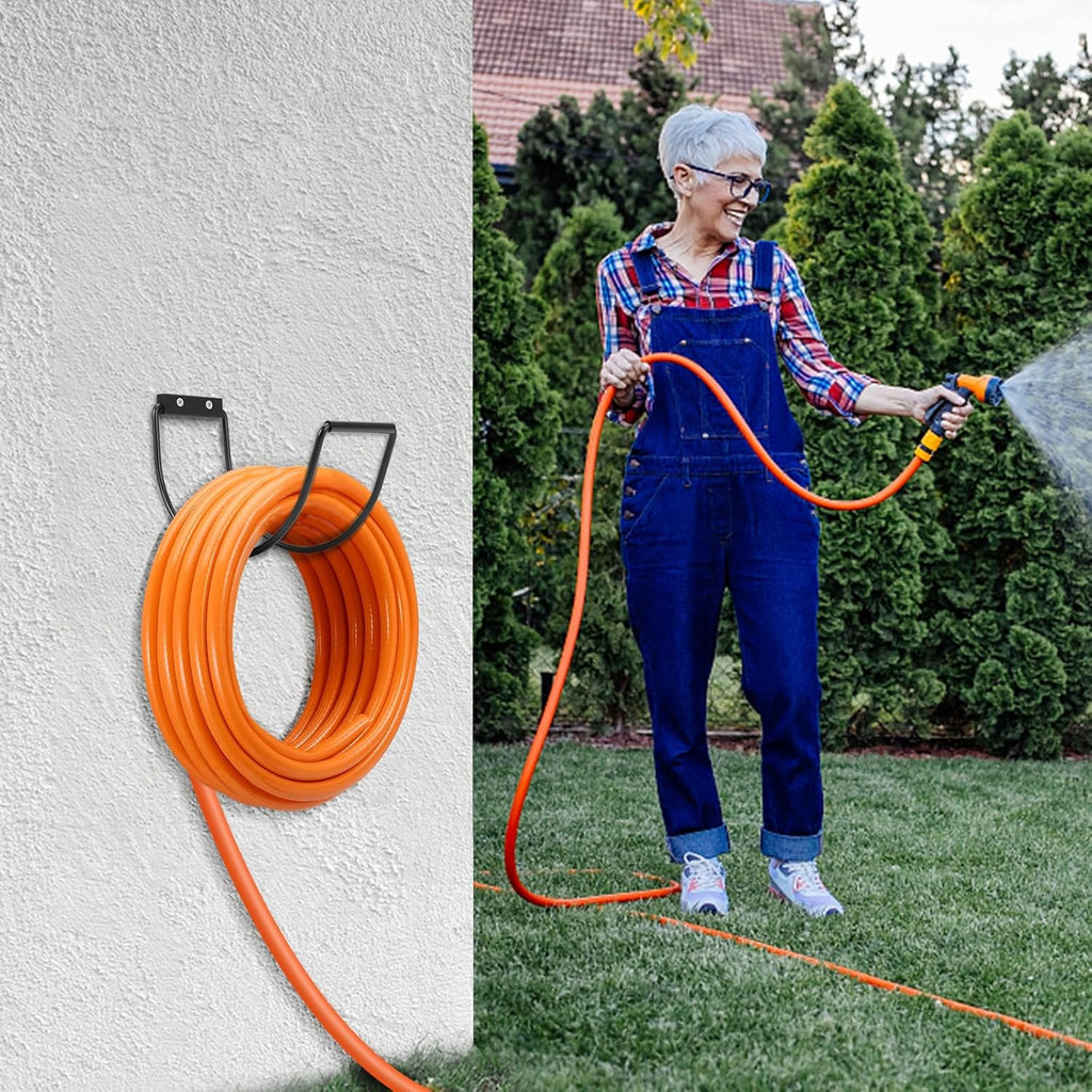 Garden Hose Holder Water Hose Hanger Wall Mounted,304Stainless Steel Solid Hose Hook Holds Up to 150Ft Garden Hose, Expandable Hose, Water Hose -Black