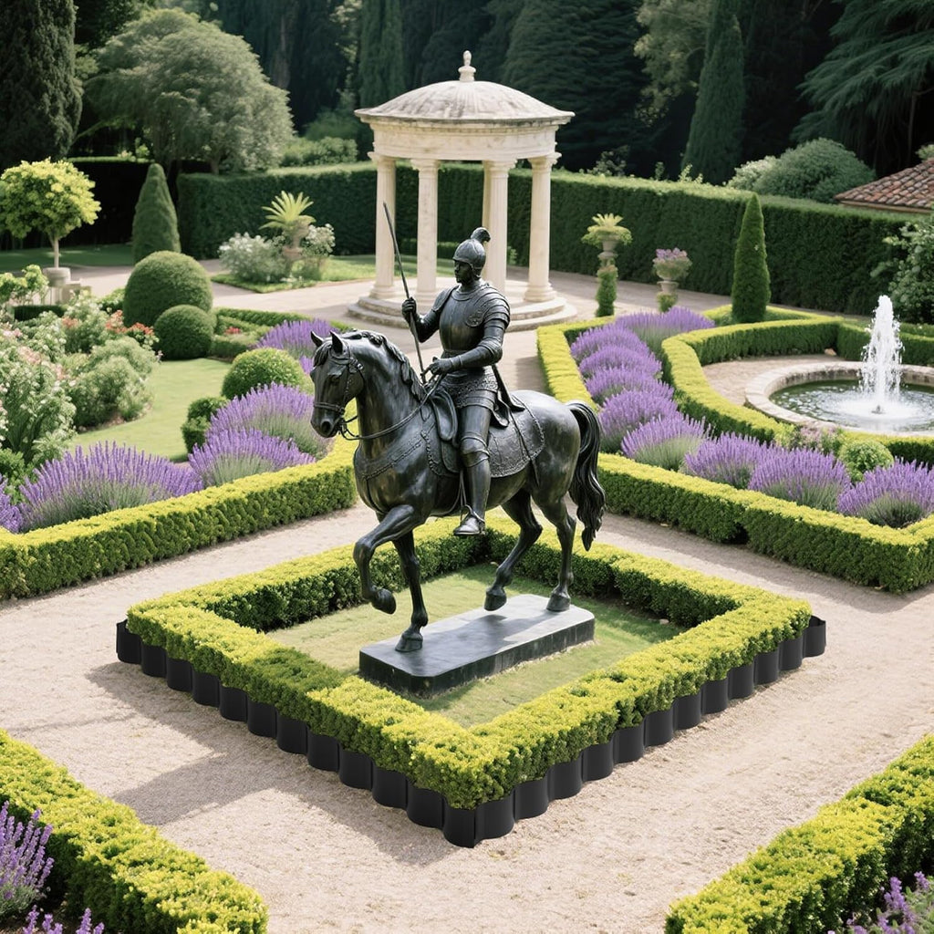 Mars Villa Landscape Edging 20FT, Interlocking Landscape Edging 5.9in No Dig Garden Edging Border for Landscaping, Flexible Flower Bed Lawn Edging for Outdoor Pathway, with Stakes,(Black,16PCS)