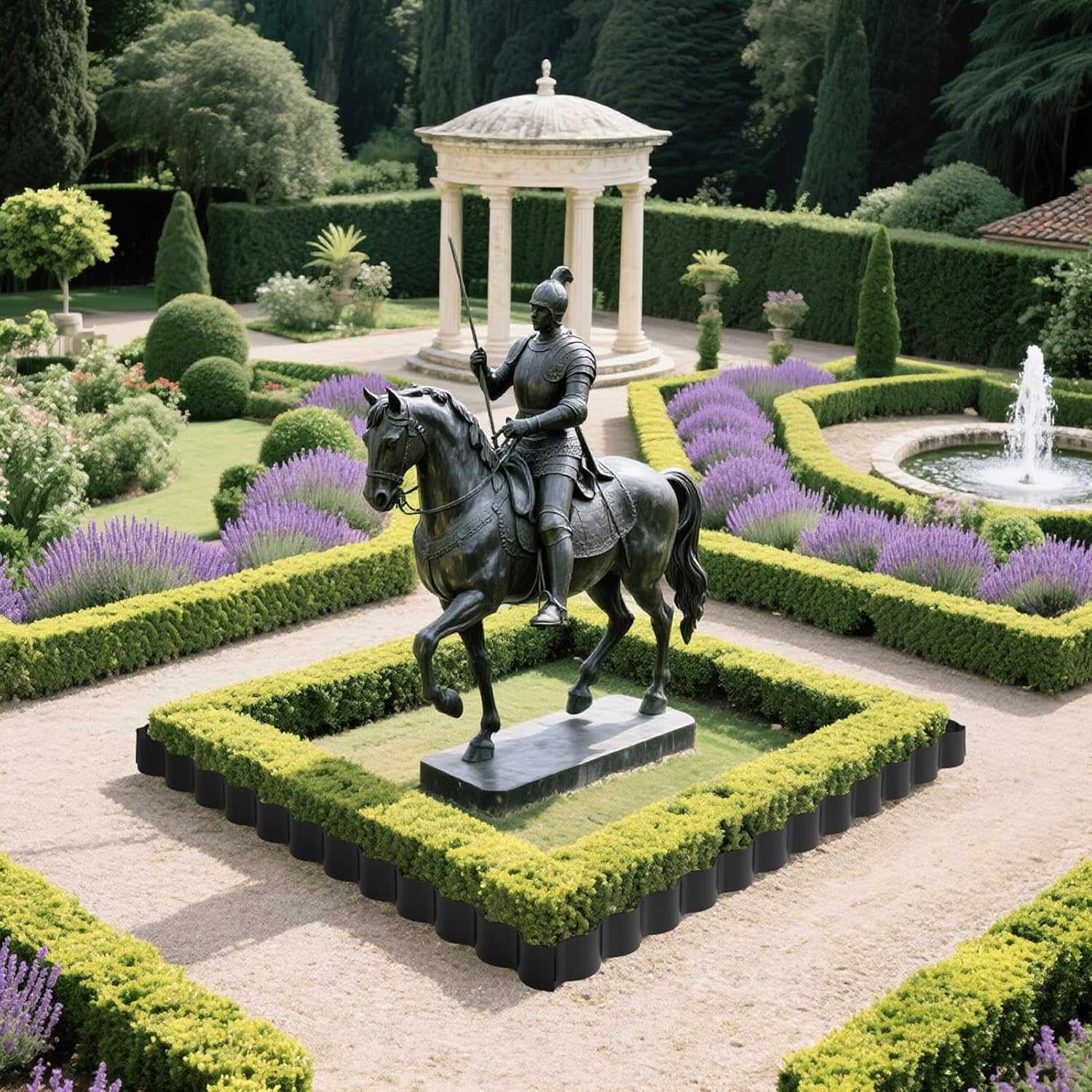 Mars Villa Landscape Edging 20FT, Interlocking Landscape Edging 5.9in No Dig Garden Edging Border for Landscaping, Flexible Flower Bed Lawn Edging for Outdoor Pathway, with Stakes,(Black,16PCS)