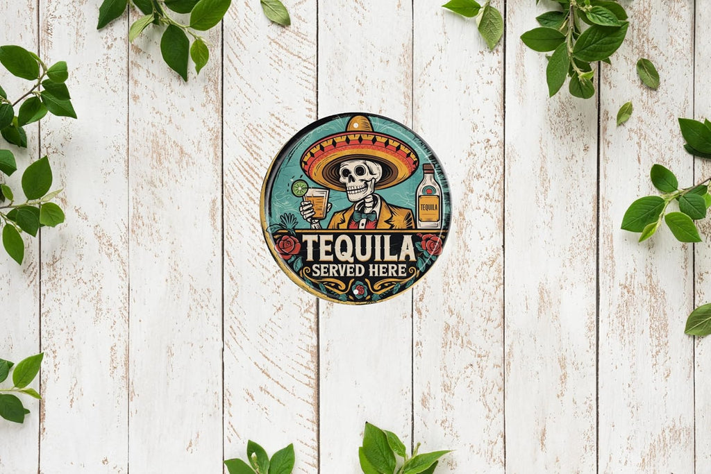 Skull Decor Vintage Round Metal Sign Wall Art Ideal for Bedrooms Living Rooms Bars Cafes Garages Gift for Friends and Family 8x8 In