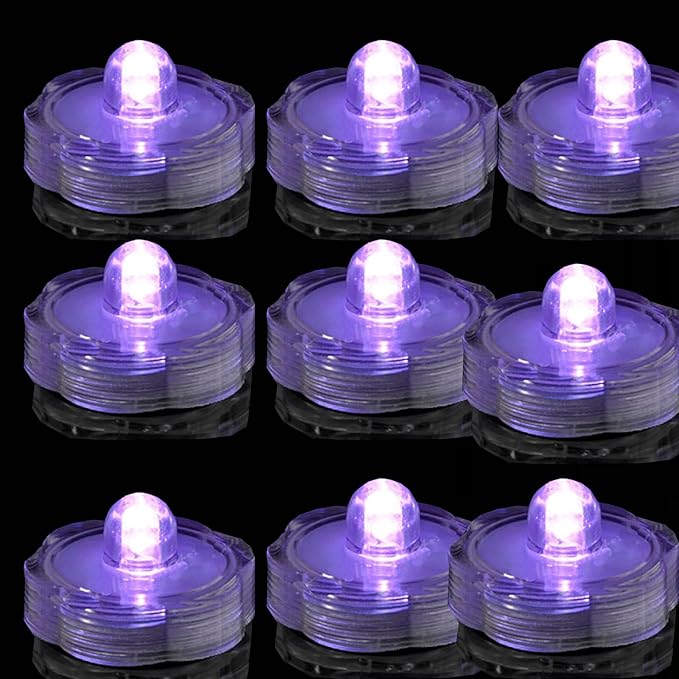 Super Bright LED Floral Tea Light Submersible Lights for Party Wedding (Purple, 60 Pack)