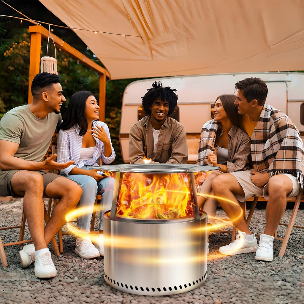 HGD Firepit Heat Deflector for 19.5" Solo Stove Bonfire - Portable 304 Stainless Steel Heat Diffuser Captures & Redirects Warmth, Detachable Firepit Camping Accessory