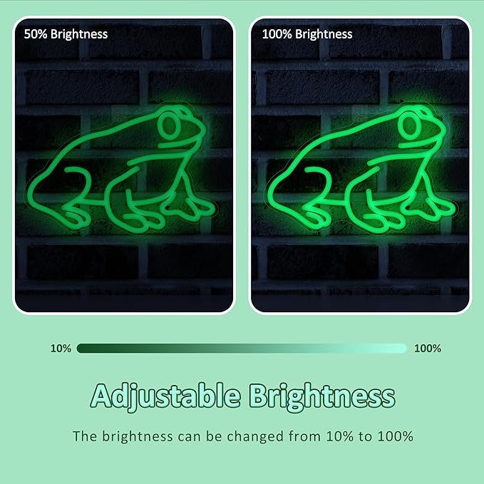 Lampeez Frog Neon Sign, Frog Lamp Wall Decor, Dimmable LED Neon Art Signs USB Powered, for Man Cave, Home, Patio, Garden, Bars, Stores, Clubs, Ideal Gift for Friends, Family and Kids