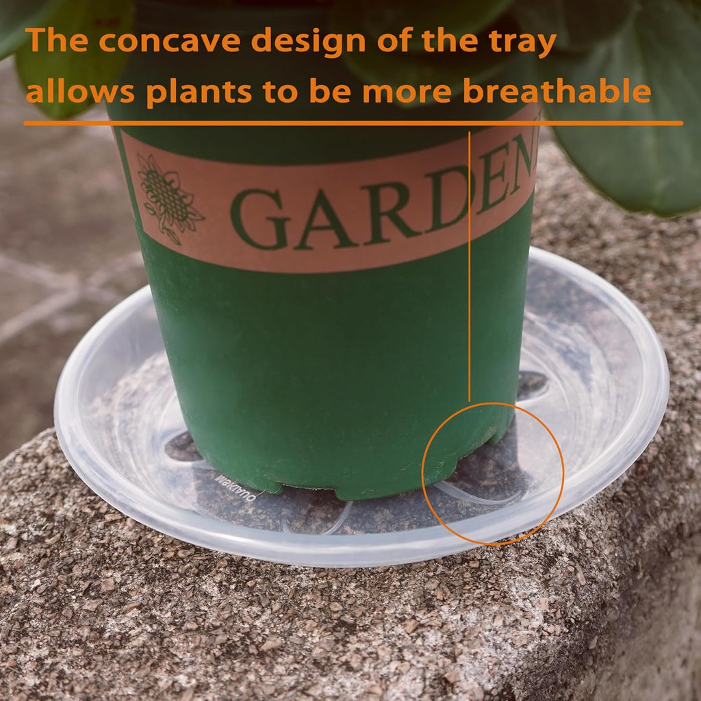 6 Pack of Plant Saucer 8 inch, Heavy Duty Clear Plastic Plant Saucers, Round Plant Drip Trays for Indoors Outdoor, Plant Water Tray for Planters