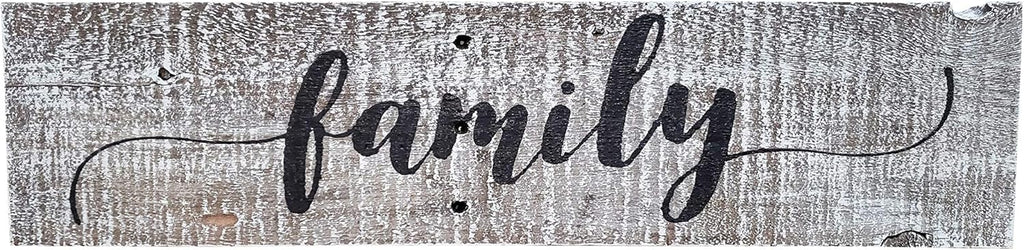 Rustic Family Farmhouse Decor Sign- 100% Reclaimed Wood - Weathered barn Wood Fixer Upper Style (Whitewash)