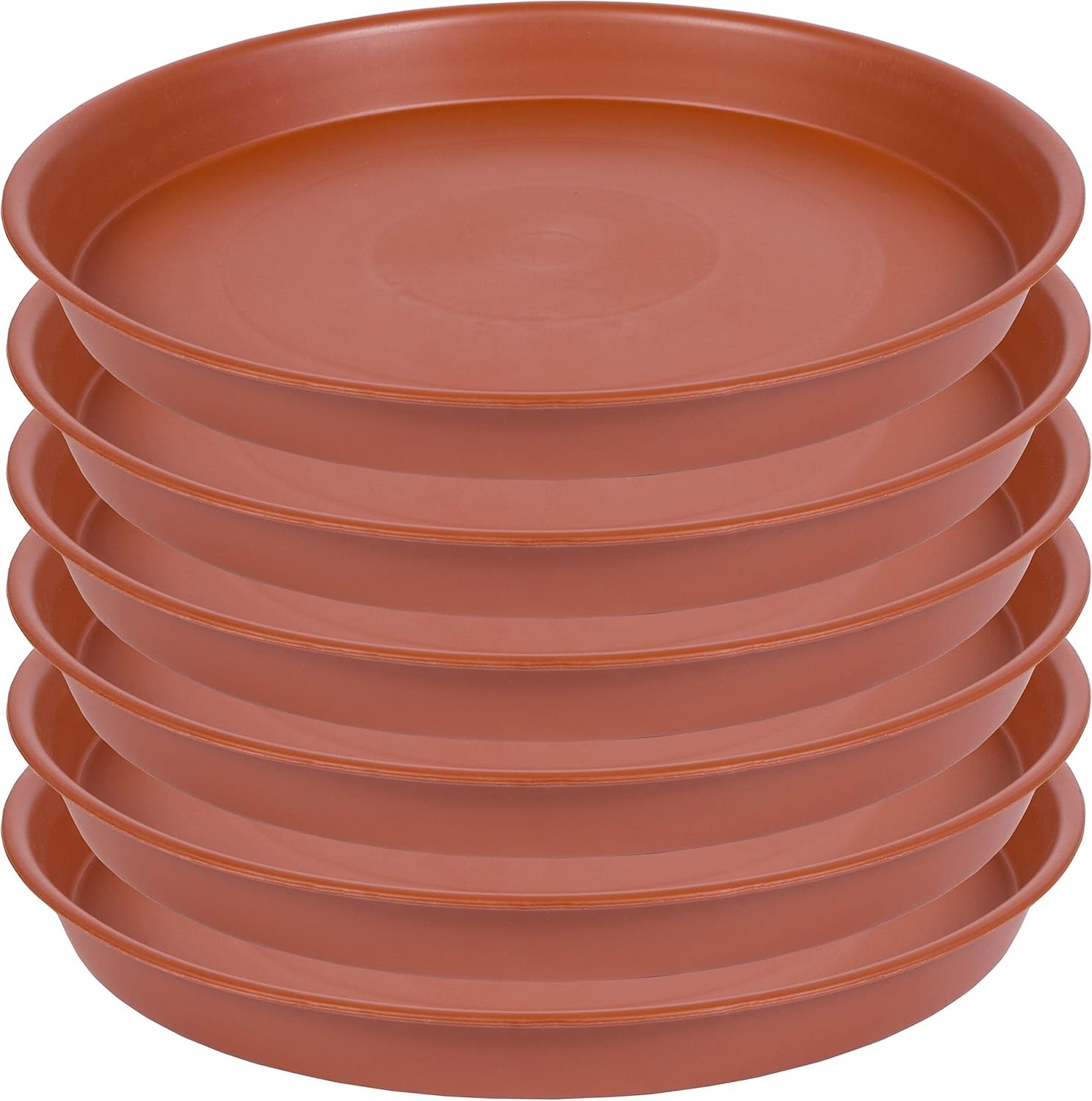 6 Pack of 12 inch Plant Saucer, Heavy Duty Plastic Planter Saucer 12" Round, Plant Tray for Pots, Flower Pot Saucers for Indoors, Flower Trays for Planter 11"/12" (12 inch, Terracotta)
