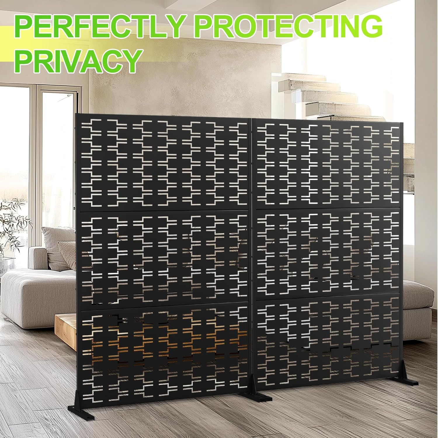 Outdoor Privacy Screen,72" H×47" W Metal Privacy Screen, Freestanding Privacy Fence Panels for Patio