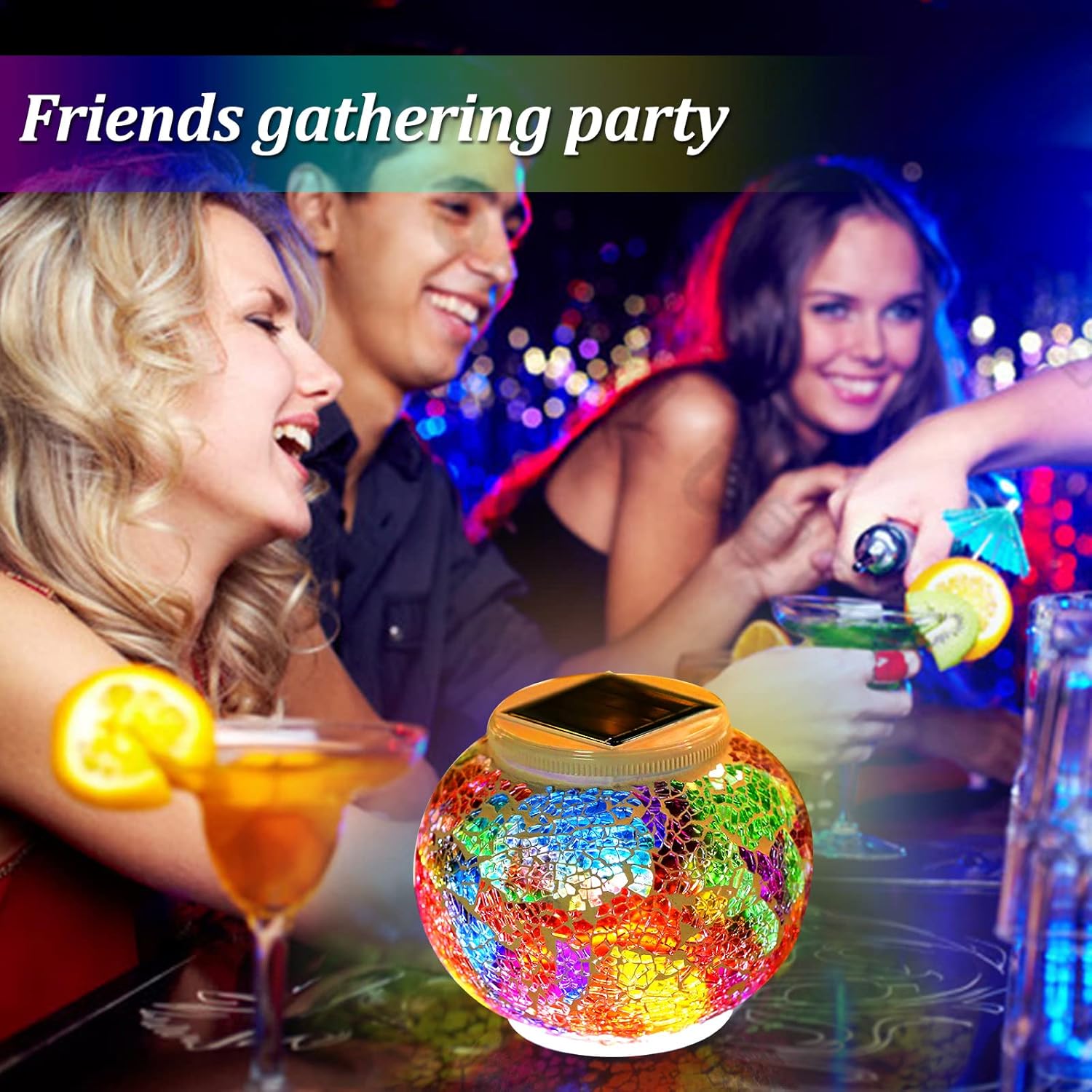 Color Changing Solar Powered Glass Ball Garden Lights，echargeable Solar Table Lights Outdoor Waterproof Solar Night Lights for Garden, Patio, Party，Outdoor/Indoor Decorations, Ideal Gift