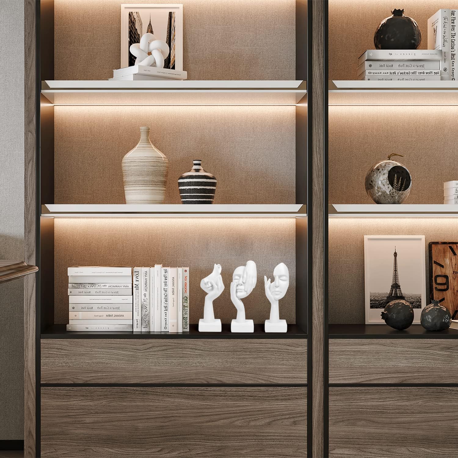 3 Pcs Thinker Statue,Modern Home Resin Sculptures,Collectible Figurines for Home Office Bookshelf Desktop Decor(White)